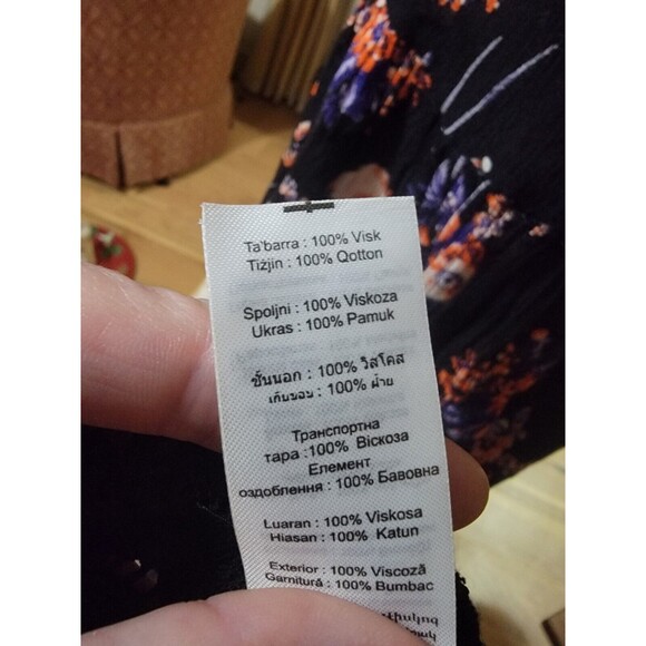 NEW LOOK casual summer cover-up/ dress, black w/ floral, US 4 UK 8 - Picture 8 of 15